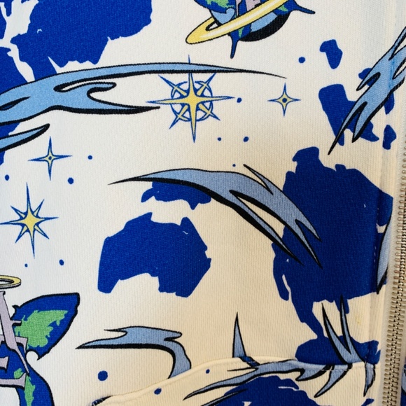 Angelic Earthling Hoodie Sweatshirt Size Large White Continental Camo Planet - Picture 10 of 16